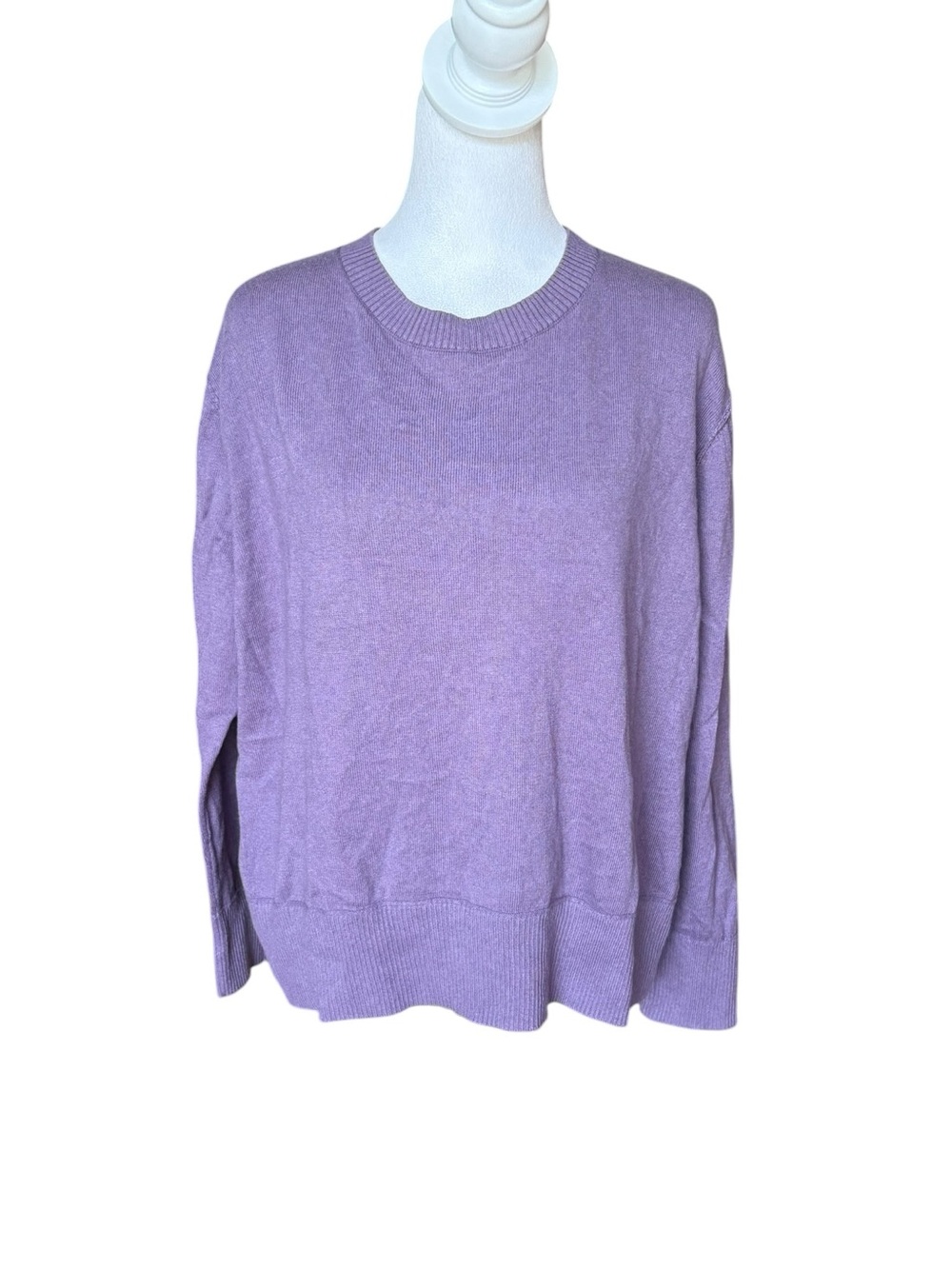 LL Bean Cotton Cashmere Sweater Crewneck Purple Womens Size Large Petite
